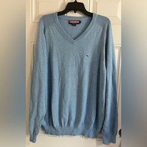 Vineyard Vines Mens XL‎ Cotton Pullover Sweater Blue V-Neck Preppy Classic Knit